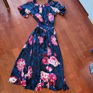 Jaase Navy and Pink Floral Maxi Dress